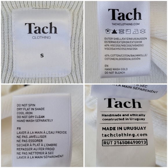 Tach Gaine White Tie-Front Ribbed Flutter Sleeve Crop Cardigan Top Womens Size S - Picture 5 of 9